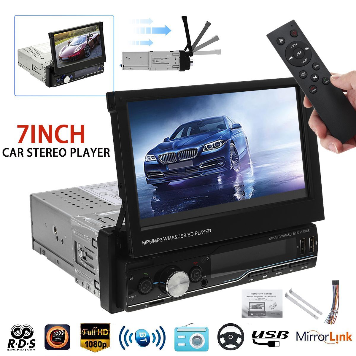 T100-7-Inch-1-Din-Wince-Car-Stereo-Radio-MP5-Player-Hands-free-FM-AM-bluetooth-USB-RDS-AUX-1632192
