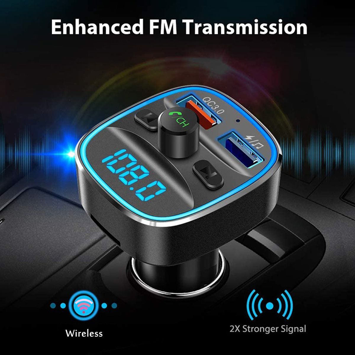 Wireless-bluetooth-FM-Transmitter-In-Car-MP3-Radio-Adapter-Car-Fast-USB-1767943