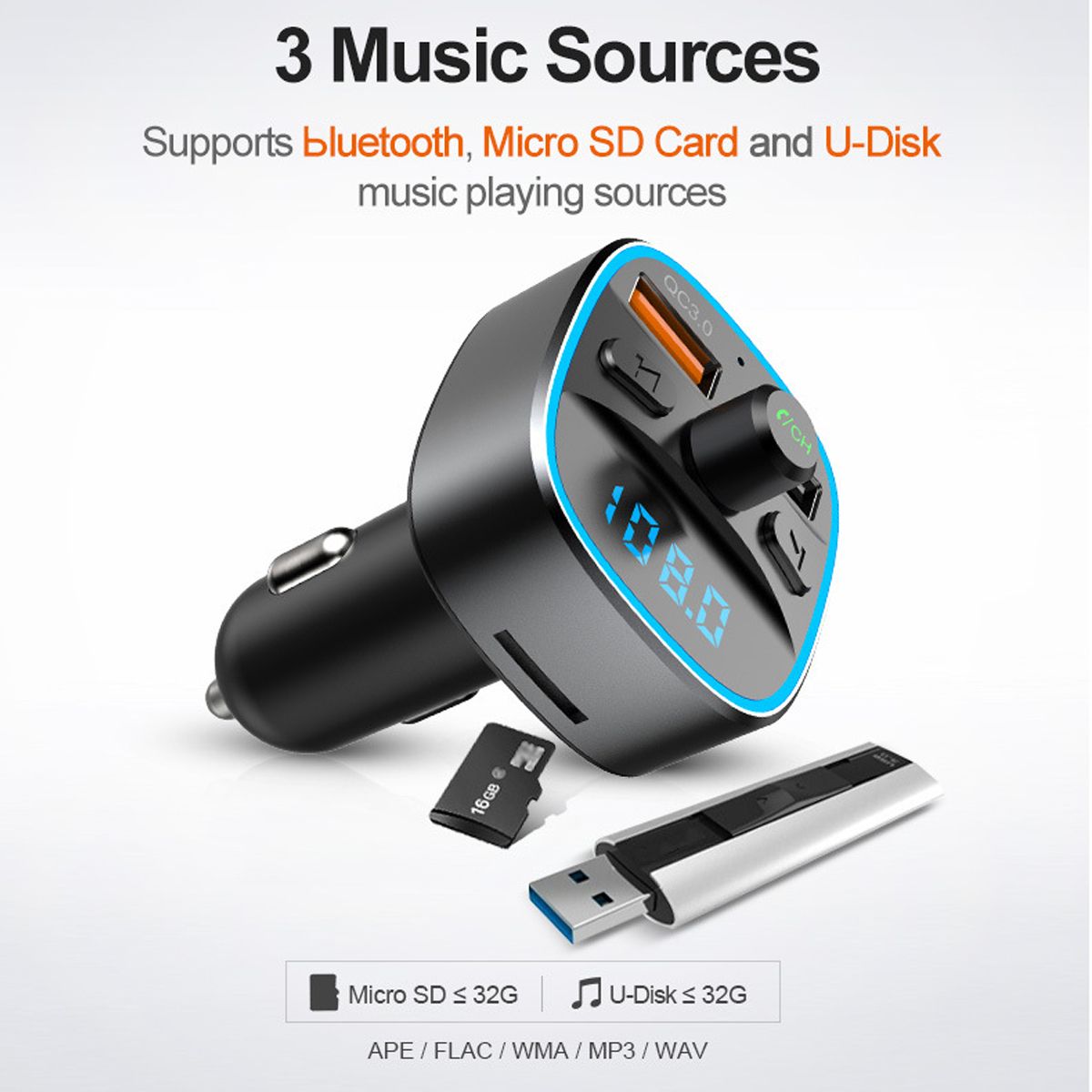 Wireless-bluetooth-FM-Transmitter-In-Car-MP3-Radio-Adapter-Car-Fast-USB-1767943