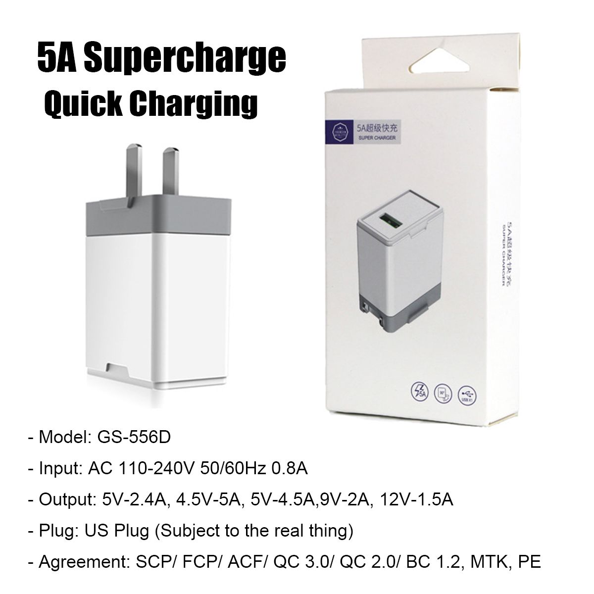 Bakeey-5A-23W-QC30-Fast-Charging-USB-Charger-Adapter-US-Plug-For-iPhone-XS-11-Pro-Huawei-P30-Pro-Mat-1582732