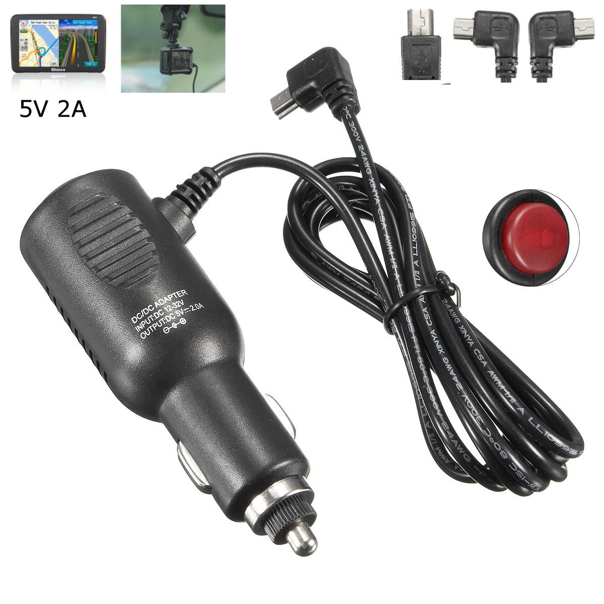 5V-2A-Mini-USB-Vehicle-Car-Charger-Cable-Switch-For-Garmin-Nuvi-GPS-1341496