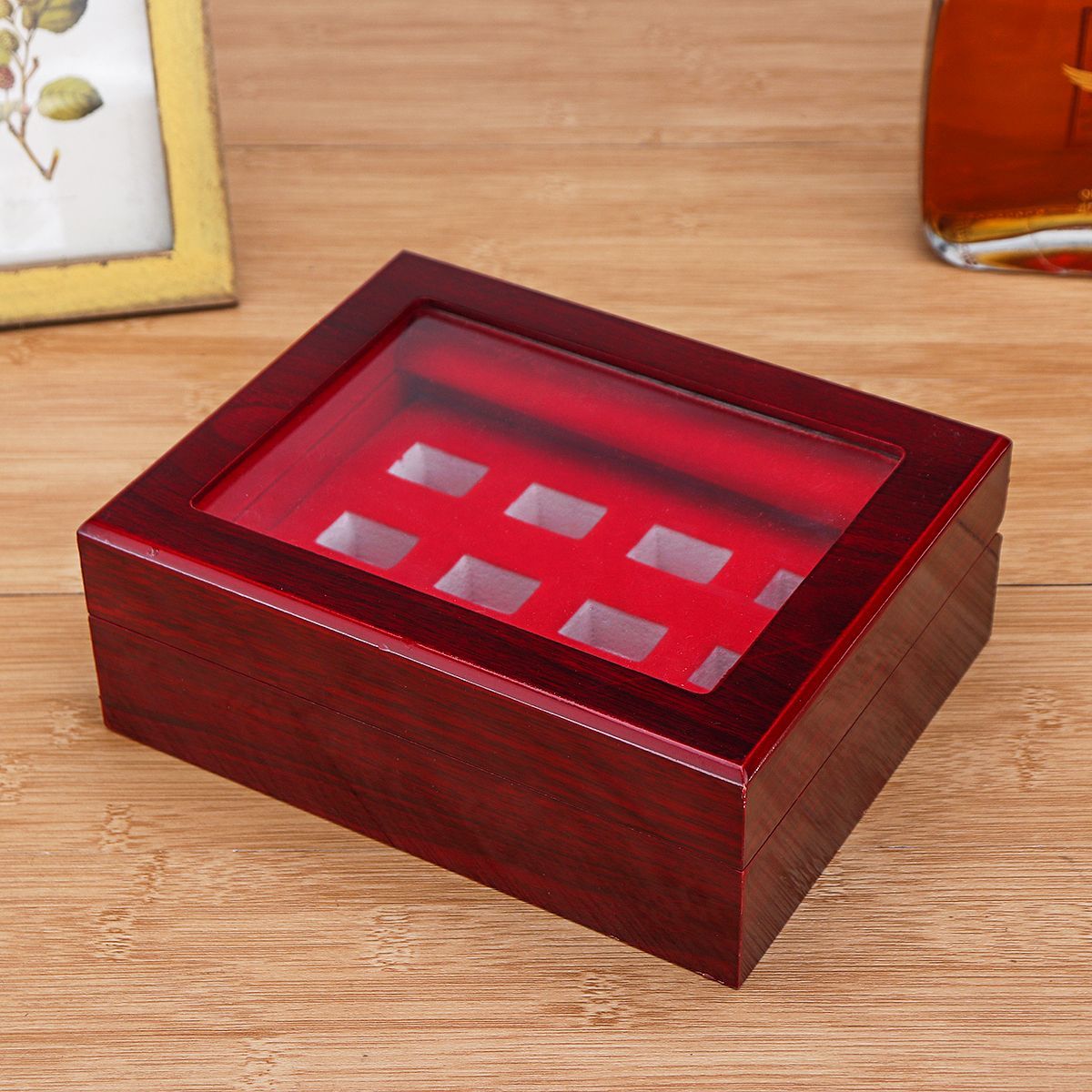 12-Holes-Wooden-Box-For-Championship-Ring-Collection-Display-Red-Black-1502285