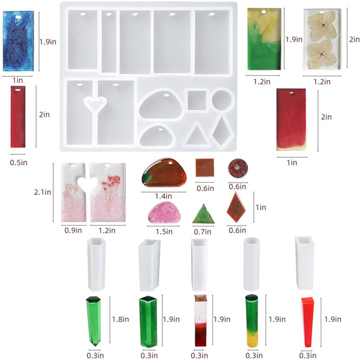 135PcsSet-Silicone-Resin-Casting-Mold-Epoxy-Set-Jewelry-Pendant-Mould-Tool-Craft-1603008