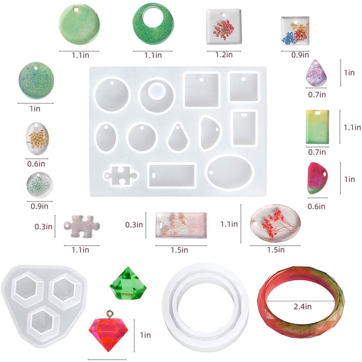 135PcsSet-Silicone-Resin-Casting-Mold-Epoxy-Set-Jewelry-Pendant-Mould-Tool-Craft-1603008