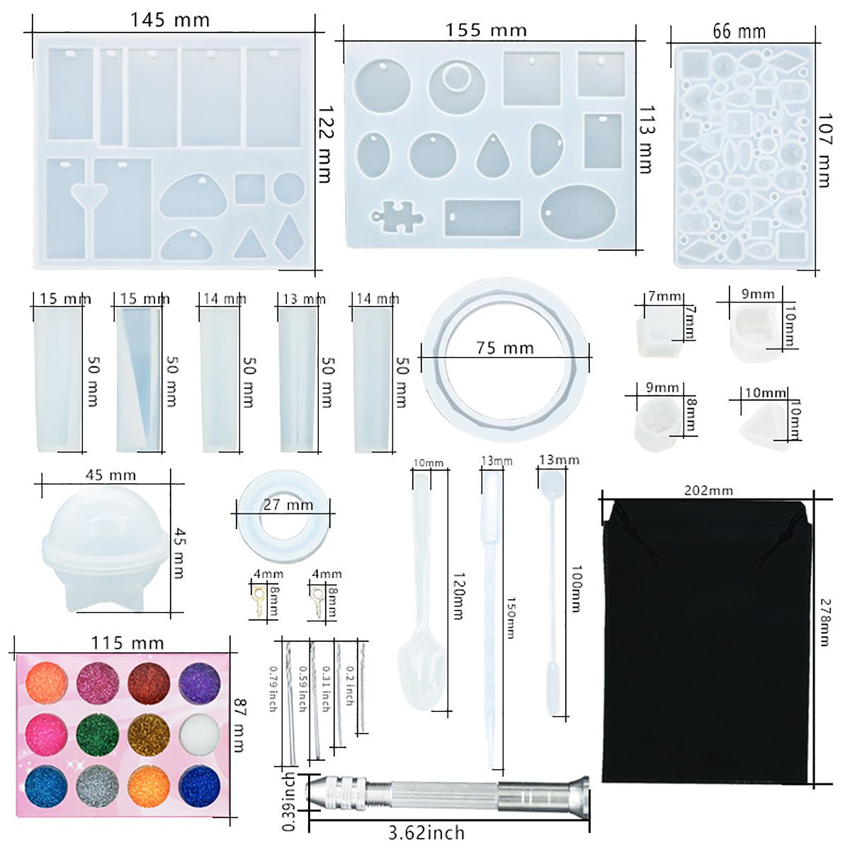 137pcs-Epoxy-Resin-Molds-Resin-Jewelry-Making-Kit--DIY-Crystal-Glue-Jewelry-Mold-1768281