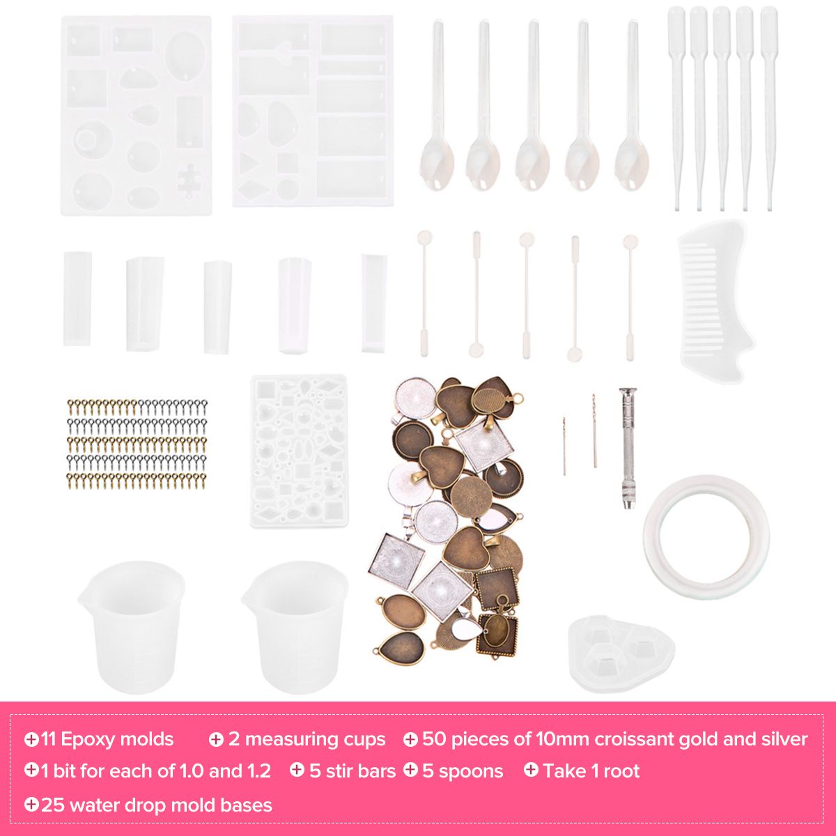 151pcs-Resin-Casting-Silicone-Molds-Epoxy-Spoon-Set-Jewelry-Making-Pendant-Craft-1739567