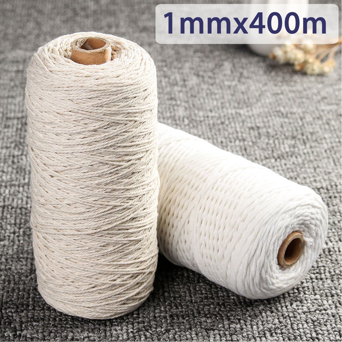 1mmx400m-Beige-White-Woven-Cotton-Rope-Braided-Wire-1362314