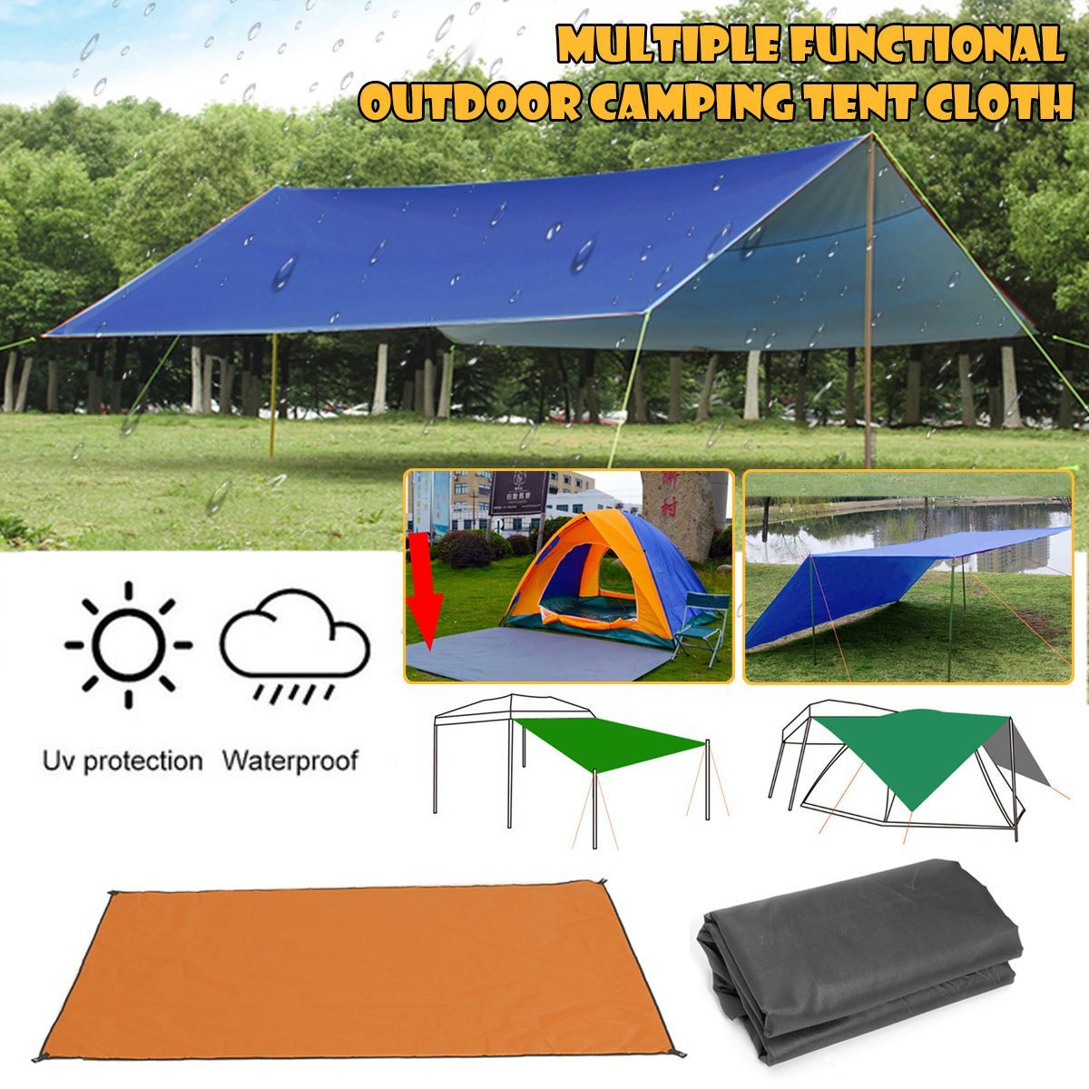 210200cm-Tent-Tarp-Rain-Sun-Shade-Hammock-Shelter-Waterproof-Camping-Pad-Cover-1563894