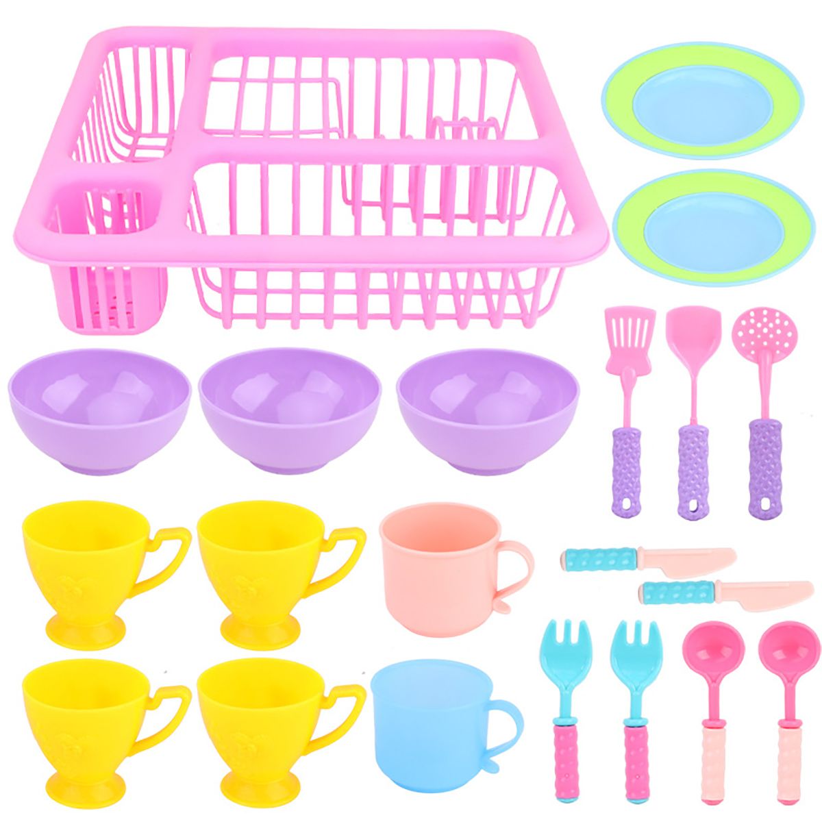 21PCS-Kids-Pretend-Play-Dishes-Kitchen-Playset-Wash-amp-Dry-Tableware-Rack-Toys-1629829