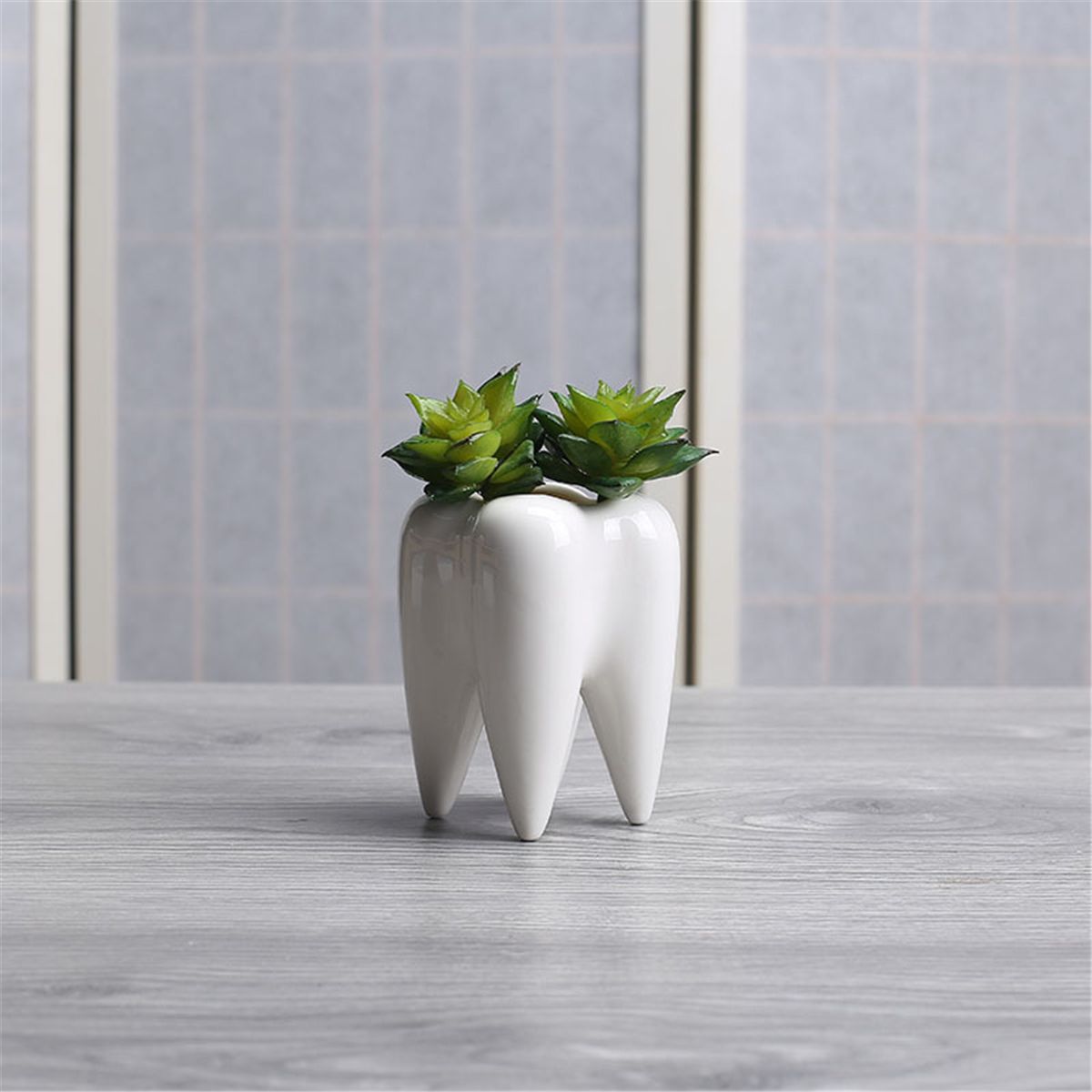 2Pcs-Ceramic-Plant-Flower-Pot-Succulent-Garden-Cute-Teeth-White-Home-Decorative-Storage-Container-1339551