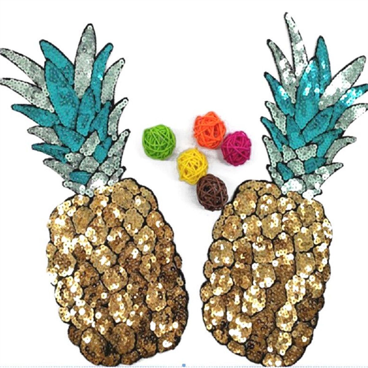 2Pcs-Sequined-Pineapple-Embroidery-Iron-On-Patch-Badge-Sew-Craft-Clothes-Applique-Decorations-1461083