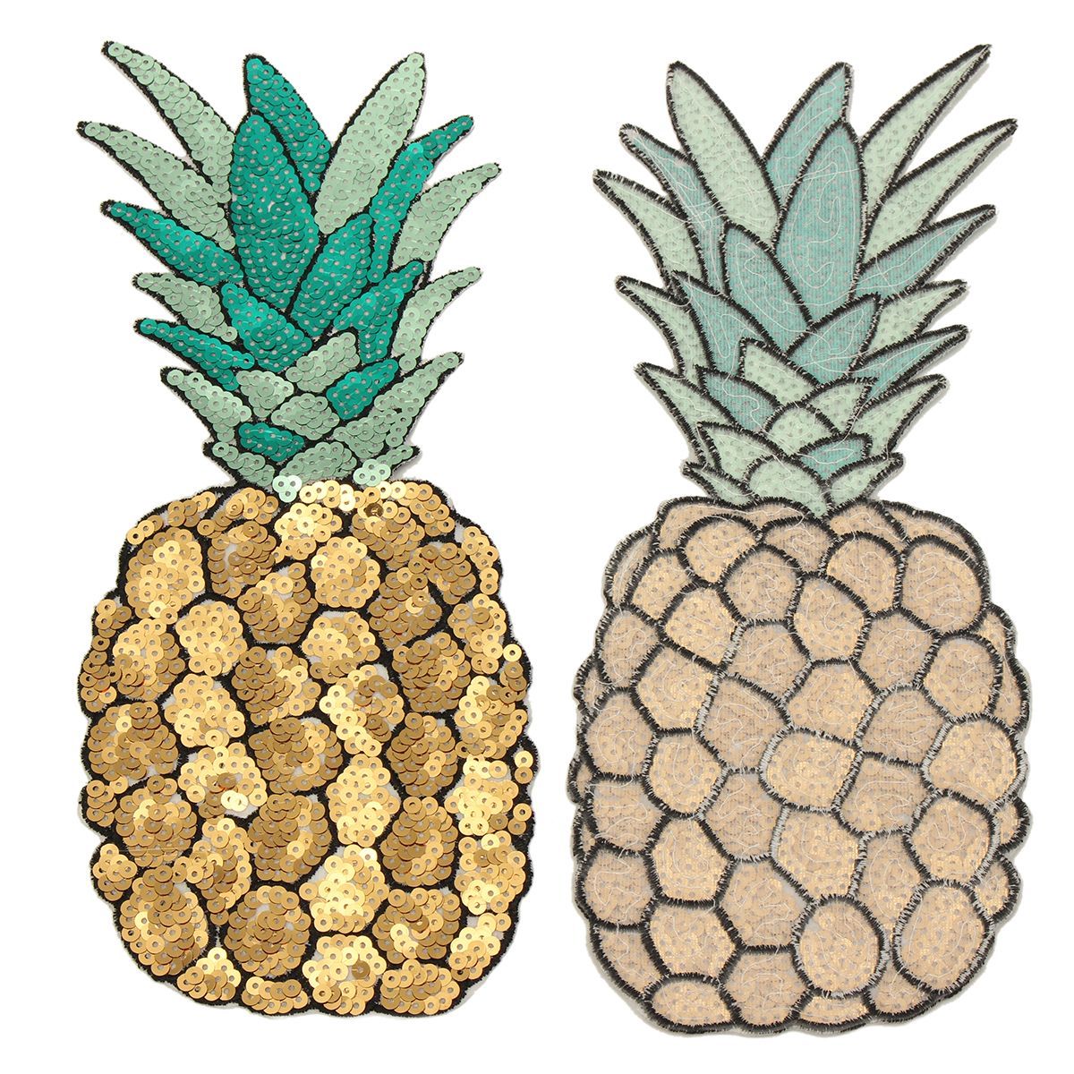 2Pcs-Sequined-Pineapple-Embroidery-Iron-On-Patch-Badge-Sew-Craft-Clothes-Applique-Decorations-1461083