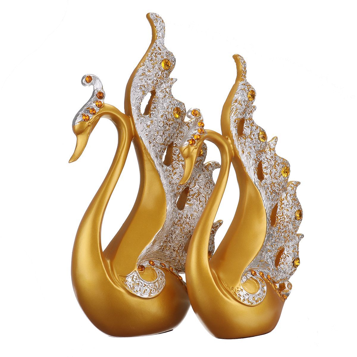 2Pcs-Swan-Ornaments-Resin-Figurine-Home-Room-TV-Cabinet-Display-Decorations-1557363