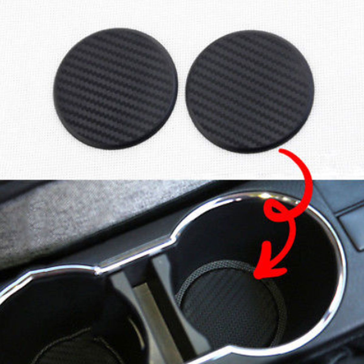 2PcsSet-Auto-Car-Accessories-Water-Cup-Slot-Non-Slip-Carbon-Fiber-Look-Mat-Decorations-1474467