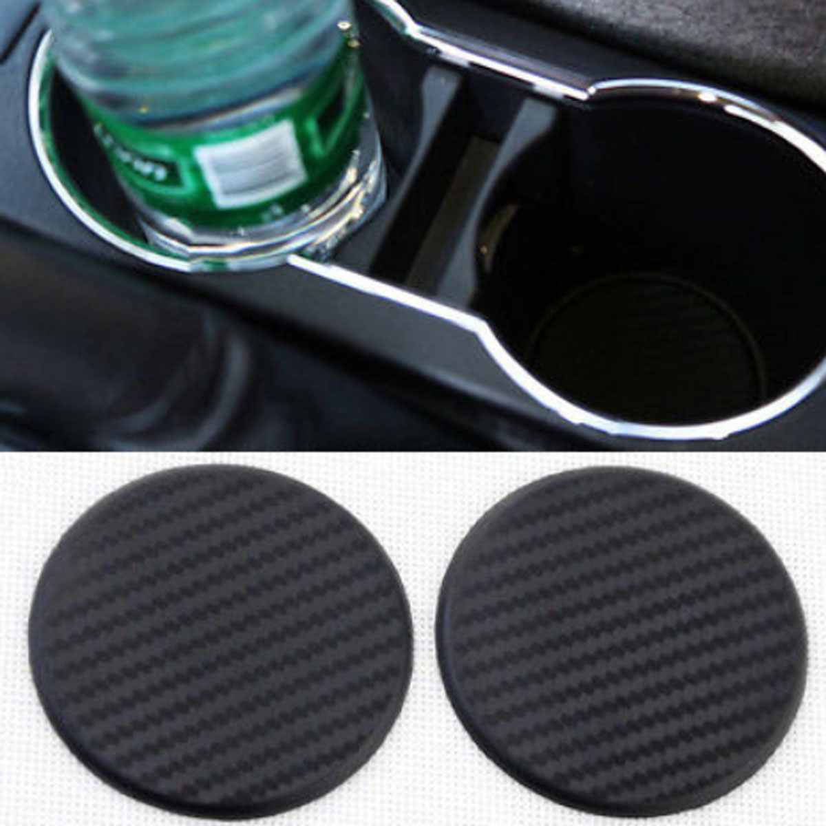 2PcsSet-Auto-Car-Accessories-Water-Cup-Slot-Non-Slip-Carbon-Fiber-Look-Mat-Decorations-1474467