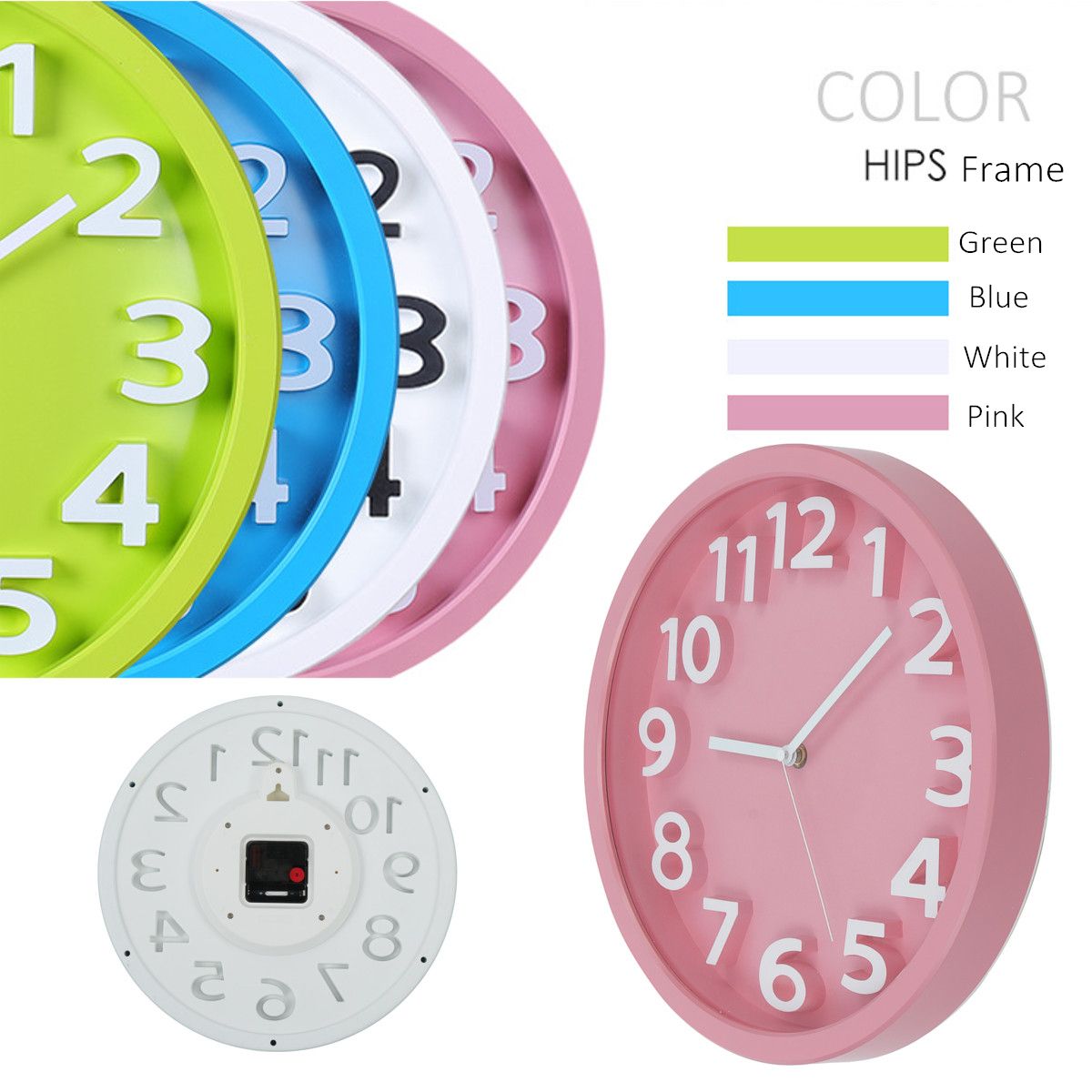 34cm-Silent-Round-Wall-Mountable-Quartz-Analogue-Clock-White-and-Blue-Frame-1446225