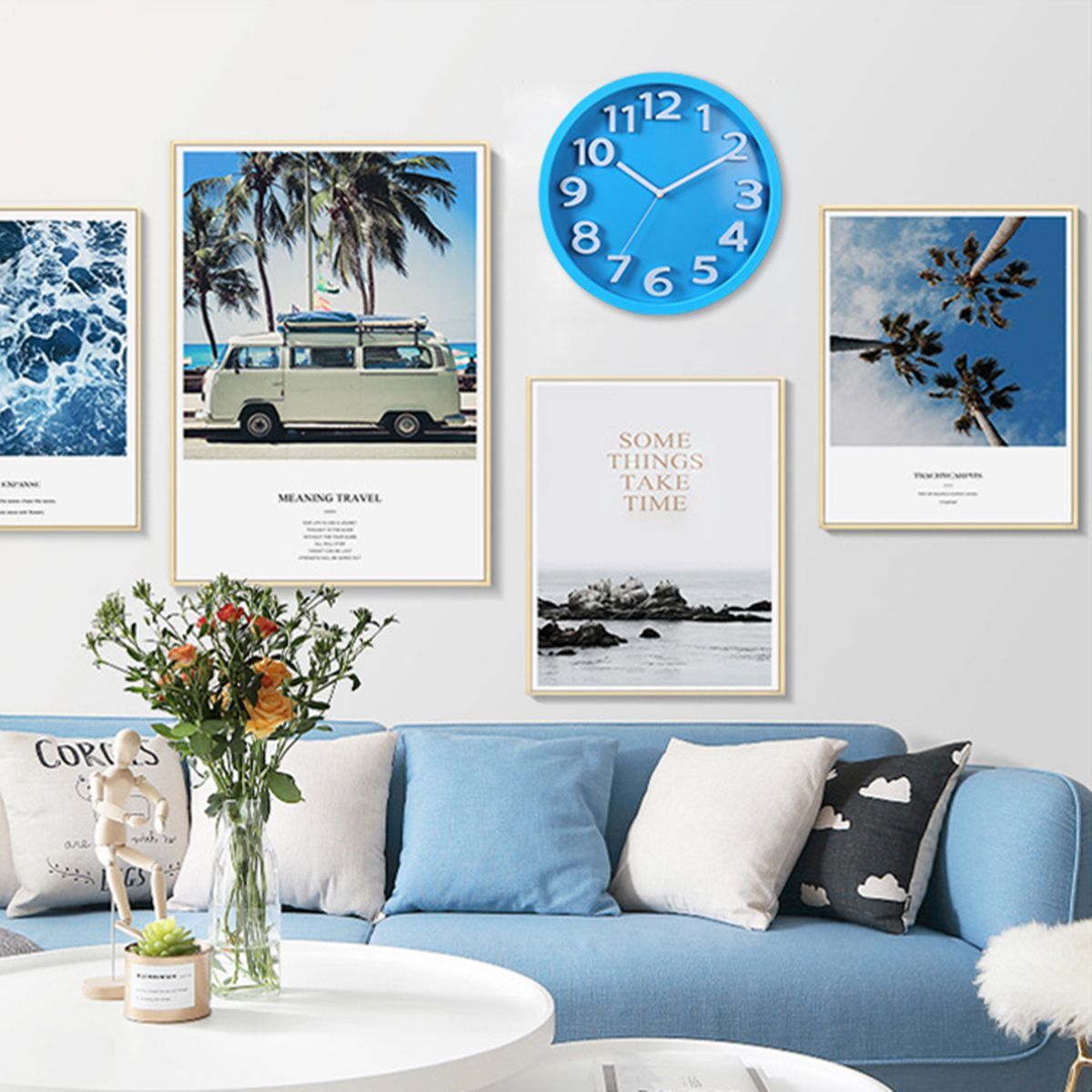 34cm-Silent-Round-Wall-Mountable-Quartz-Analogue-Clock-White-and-Blue-Frame-1446225