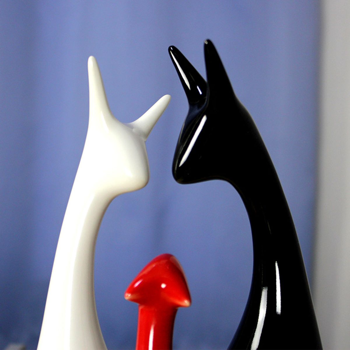 3PcsSet-Deer-Family-Ceramic-Figurine-Porcelain-Decorations-Black-White-Red-1454526