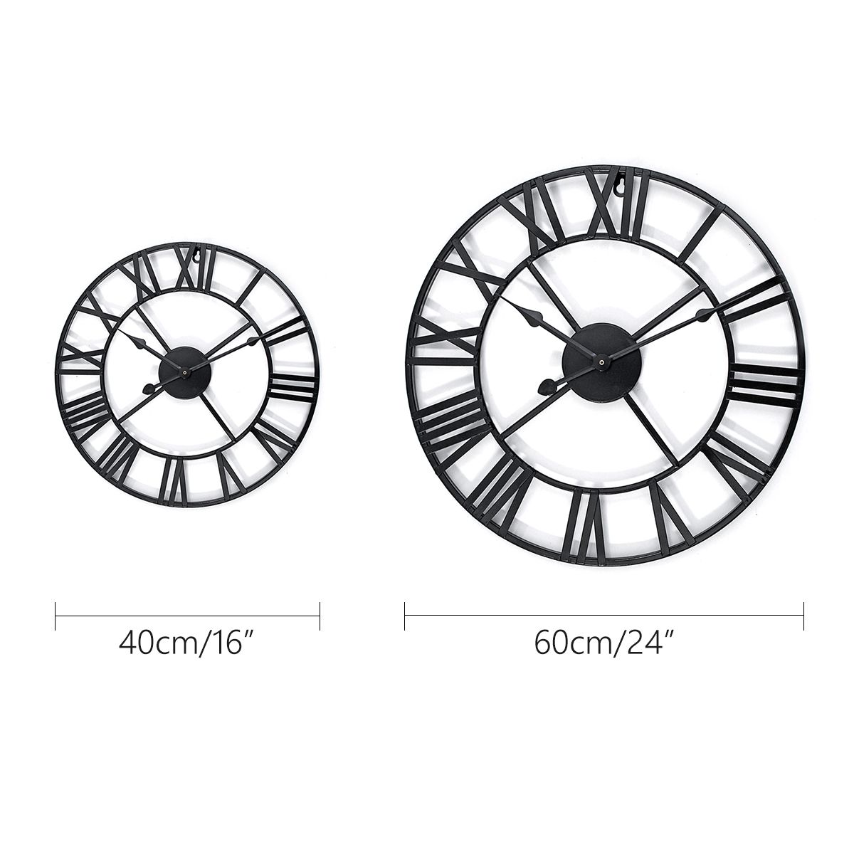 4060cm-Large-Metal-Skeleton-Roman-Numeral-Wall-Clock-Black-Round-Shape-1426215