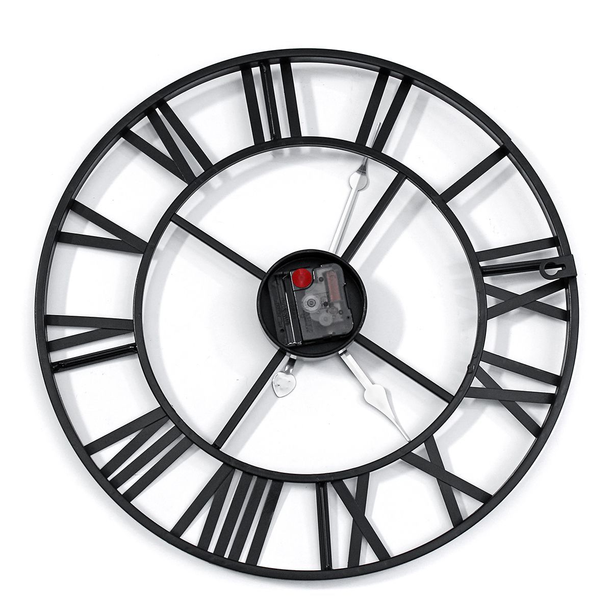 4060cm-Large-Metal-Skeleton-Roman-Numeral-Wall-Clock-Black-Round-Shape-1426215