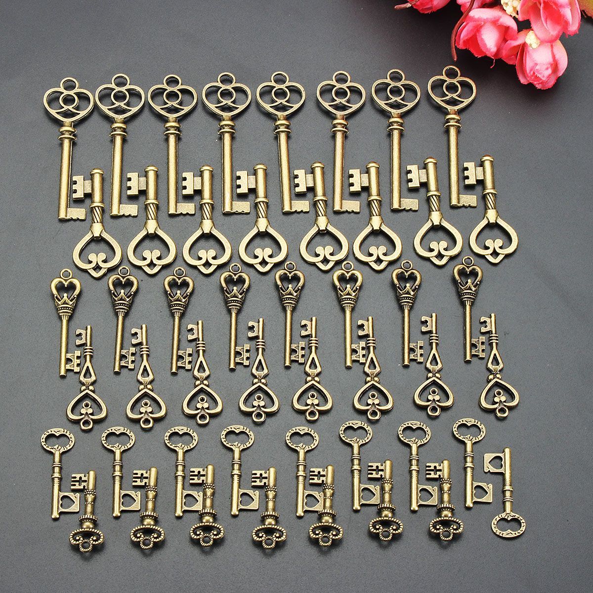 48Pcs-Vintage-Bronze-Key-For-Pendant-Necklace-Bracelet-DIY-Handmade-Accessories-Decoration-1192643