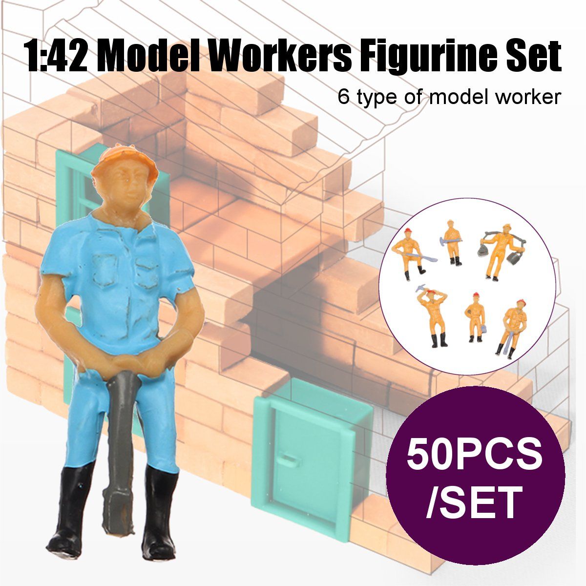 50Pcs-142-Scale-Model-Workers-Figures-Sandboxie-Train-Track-Railroad-People-1707425