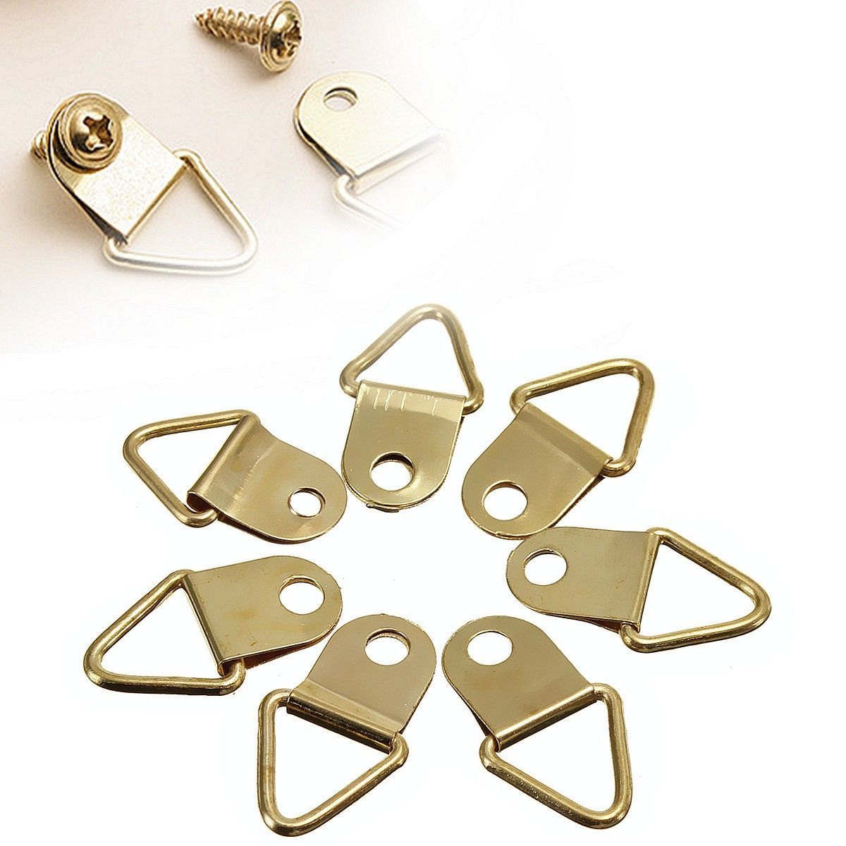 50Pcs-Copper-Triangle-Photo-Picture-Frame-Wall-Mount-Hook-Hanger-Ring-1033984
