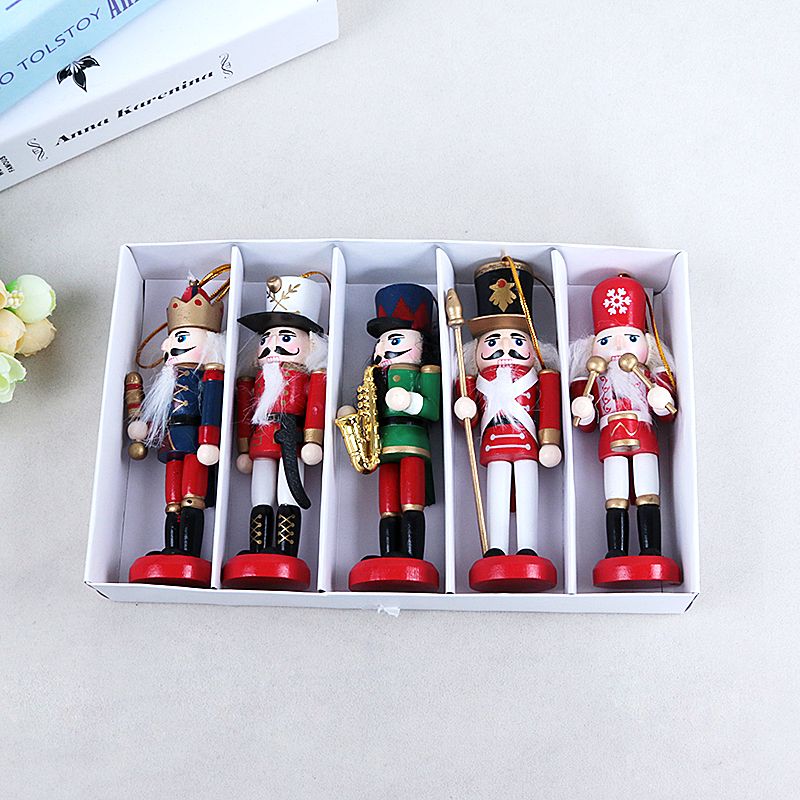 5Pcs-12CM-Wooden-Nutcracker-Soldier-Handcraft-Walnut-Puppet-Christmas-Decorations-Gift-1477039