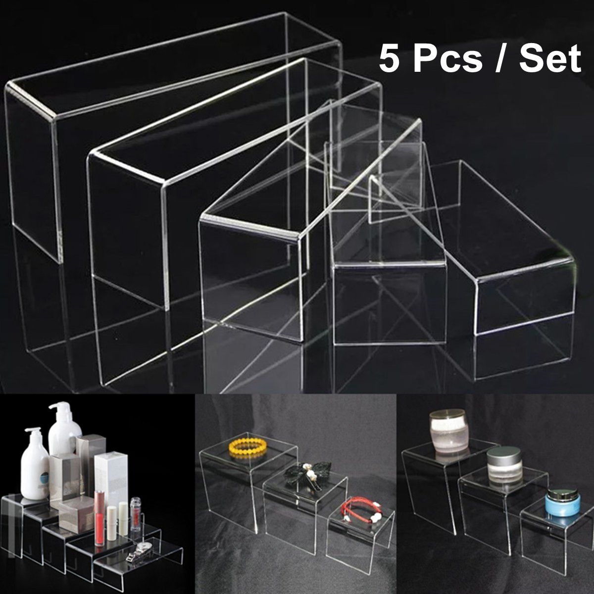 5Pcs-Clear-Acrylic-Perspex-Sturdy-Jewelry-Cupcake-Dessert-Display-Riser-Stand-Showcase-Decorations-1382269