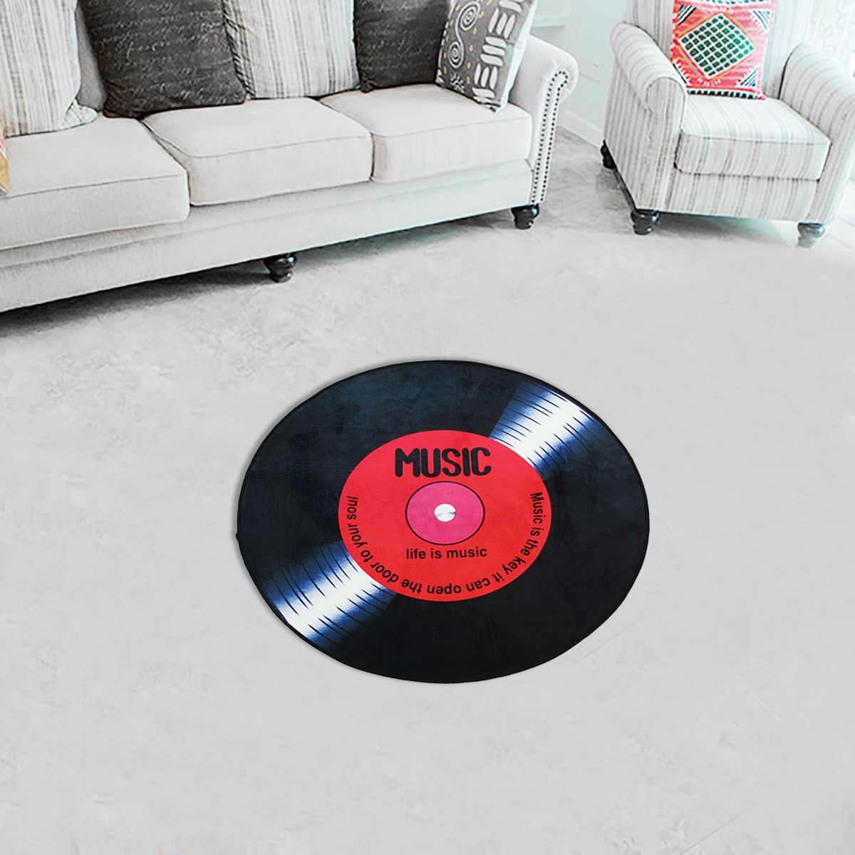 6080100120cm-Vinyl-Record-Printed-Soft-Fabric-Round-Floor-Mat-Carpet-Room-Area-Bedroom-Rug-1384379