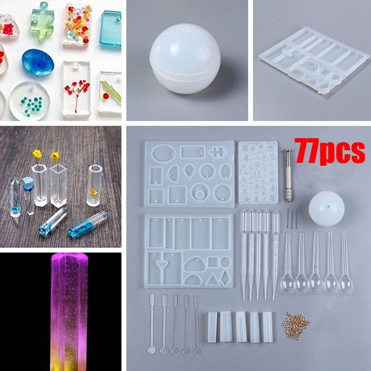 77PCS-DIY-Bracelet-Pendant-Epoxy-Mold-Set-Jewelry-Pendant-Mould-Craft-1757002