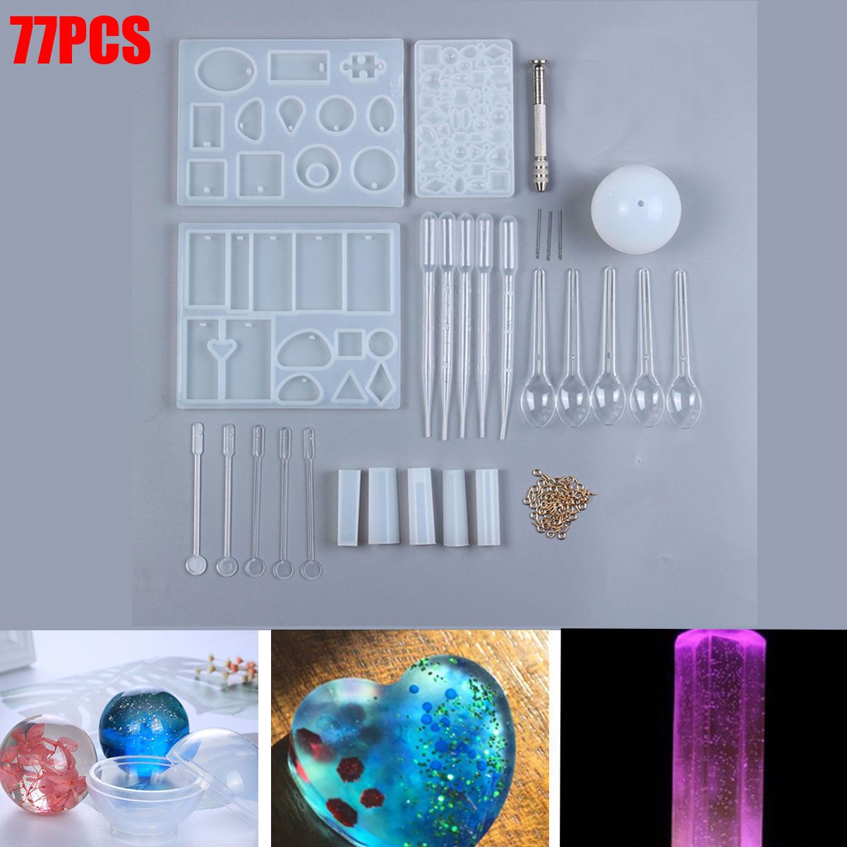 77PCS-DIY-Bracelet-Pendant-Epoxy-Mold-Set-Jewelry-Pendant-Mould-Craft-1757002