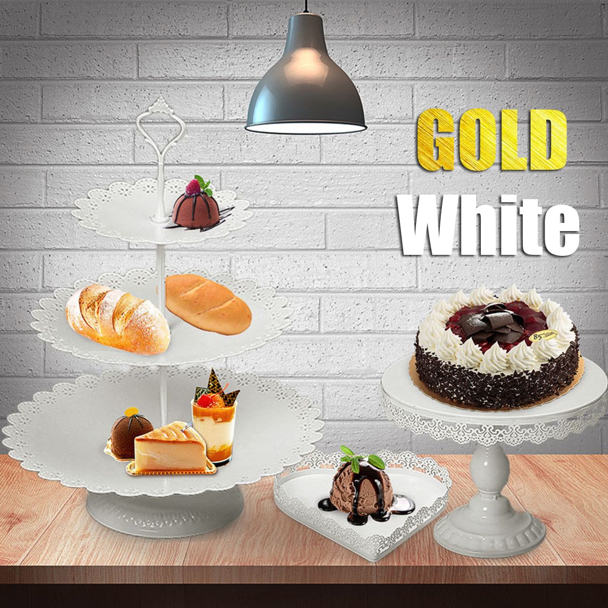 7Pcs-WhiteGold-Amalfi-Glass-Top-Cake-Stand-Round-Metal-Wedding-Cupcake-Tower-Decorations-1434841