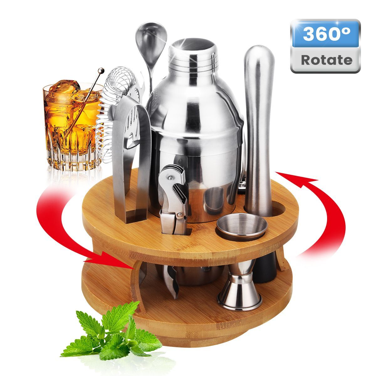 9Pcs-Cocktail-Stainless-Steel-Shaker-Set-Cocktail-Edelstahl-Bar-Set-Mixer-Silber-1545457