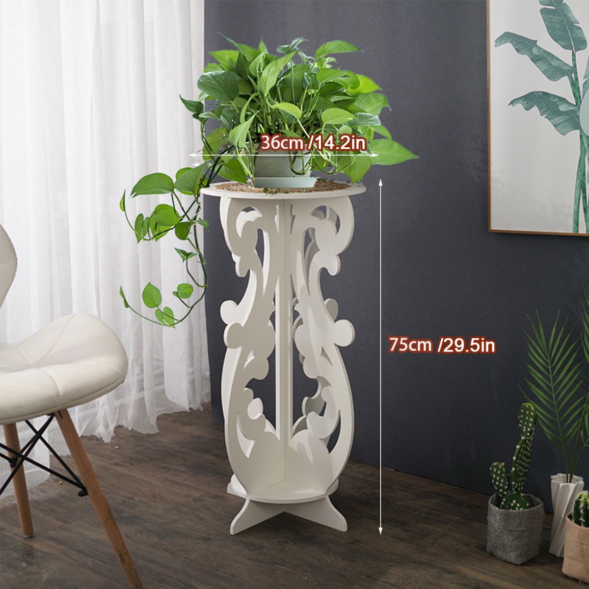 Antique-Side-Table-Beside-Small-White-Round-Tea-Coffee-Lamp-Flower-Pot-Stand-1671100