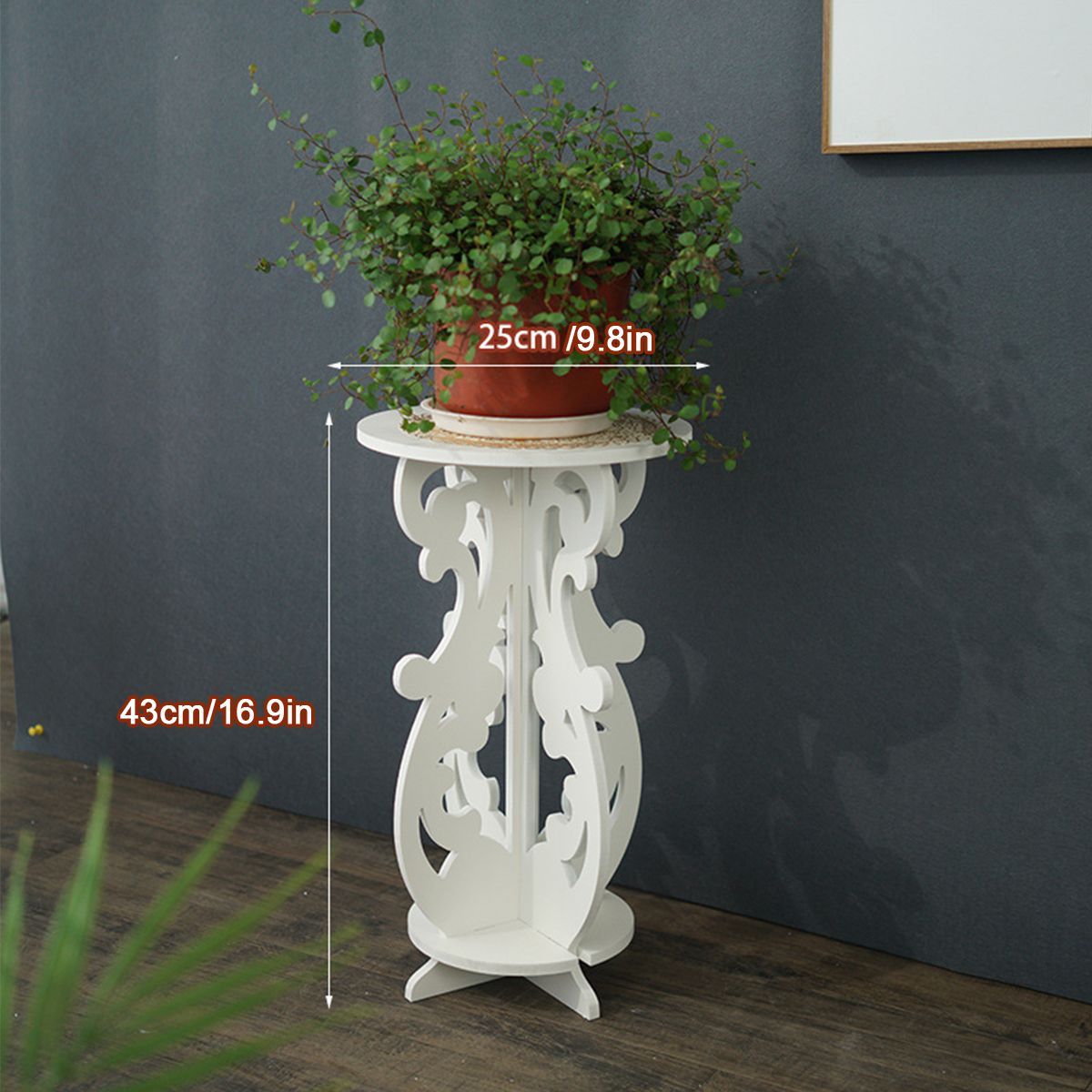 Antique-Side-Table-Beside-Small-White-Round-Tea-Coffee-Lamp-Flower-Pot-Stand-1671100