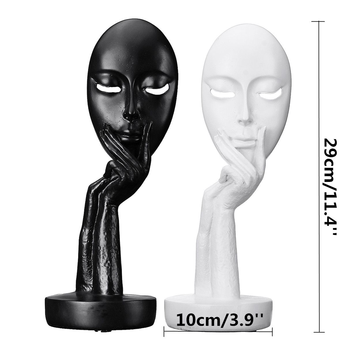 BlackWhite-Resin-Modern-Women-Face-Thinker-Statue-Abstract-Sculptures-Characters-Crafts-Handmade-Car-1439433