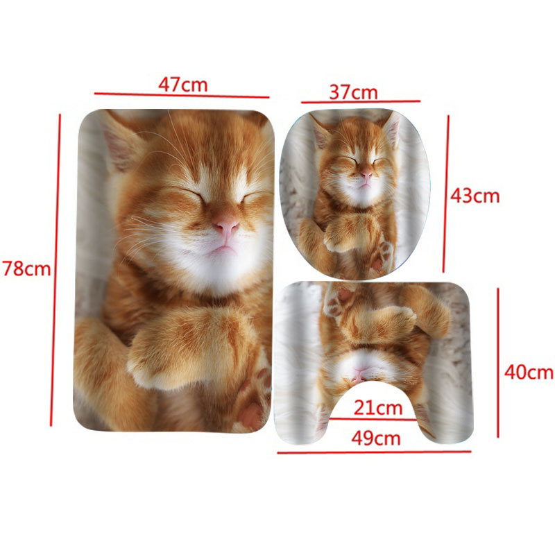 Cat-Printing-Waterproof-Bathroom-Shower-Curtain-Toilet-Cover-Mat-Set-1582216