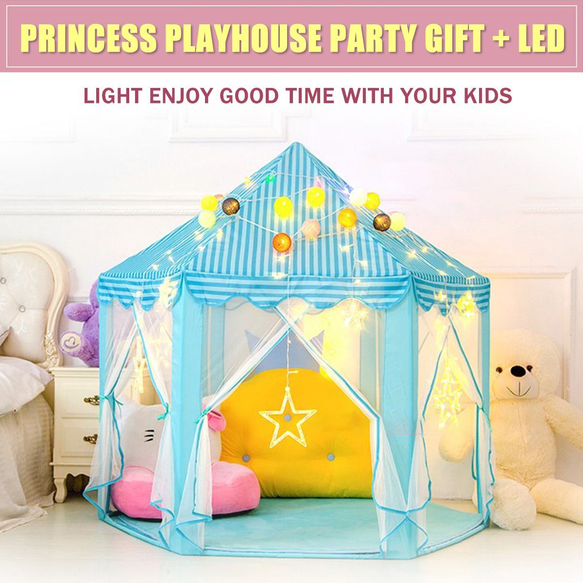 Children-Pop-Up-Play-Tent-Princess-Playhouse-Party-Christma-Gift-Decorations-LED-Light-1574109