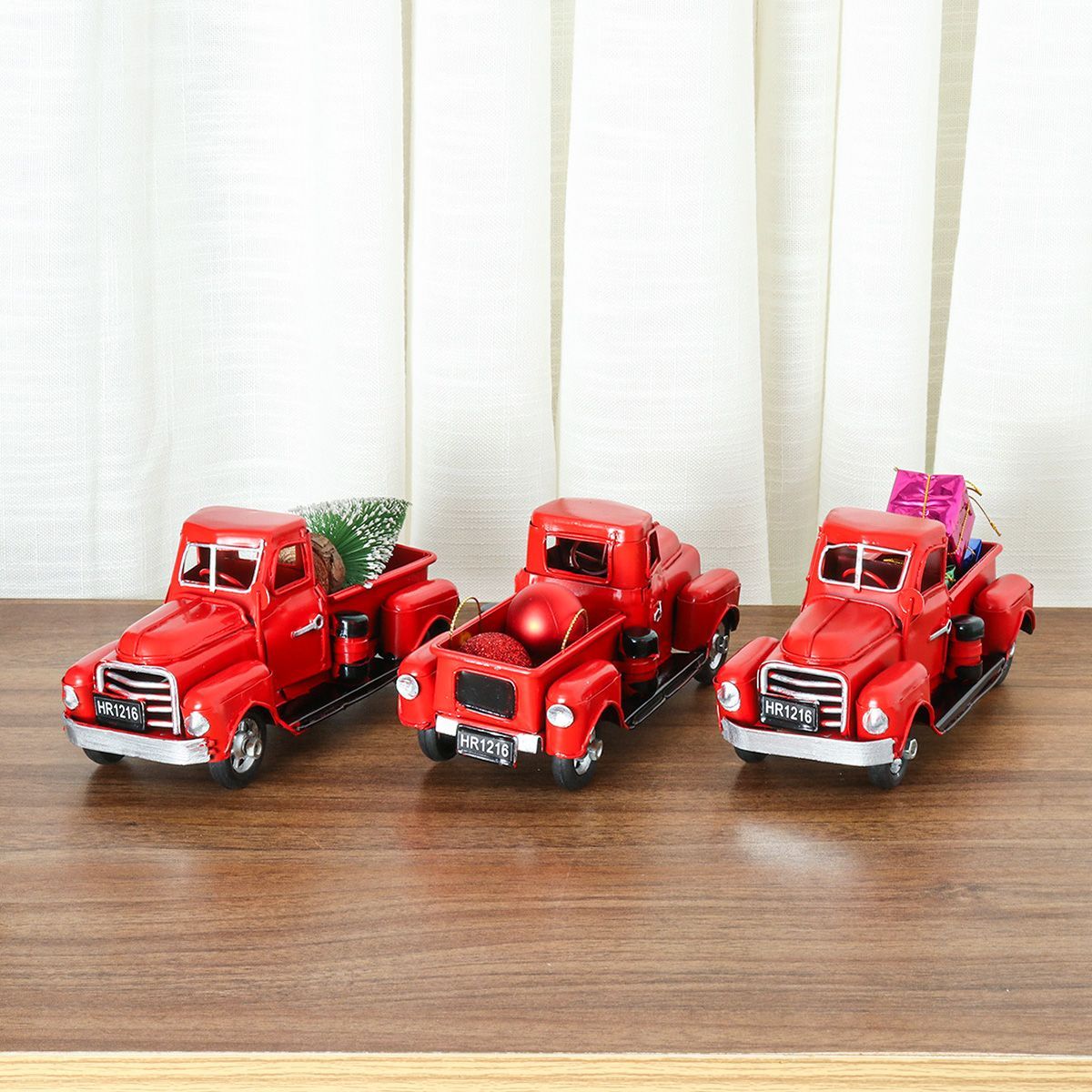 Christmas-Metal-Car-Antique-Red-Truck-Model-Vintage-Style-Party-Decorations---Gift-1605314