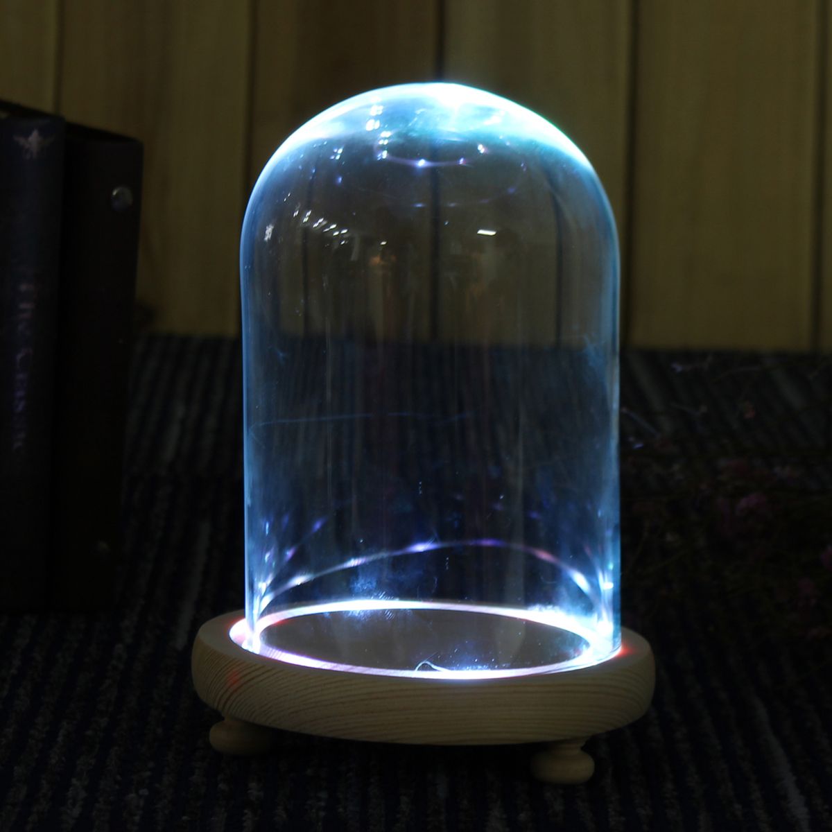 Clear-Glass-Display-Flower-Dome-Bell-Jar-Cloche-Wooden-Base-With-LED-Light-Room-Decorations-1372891