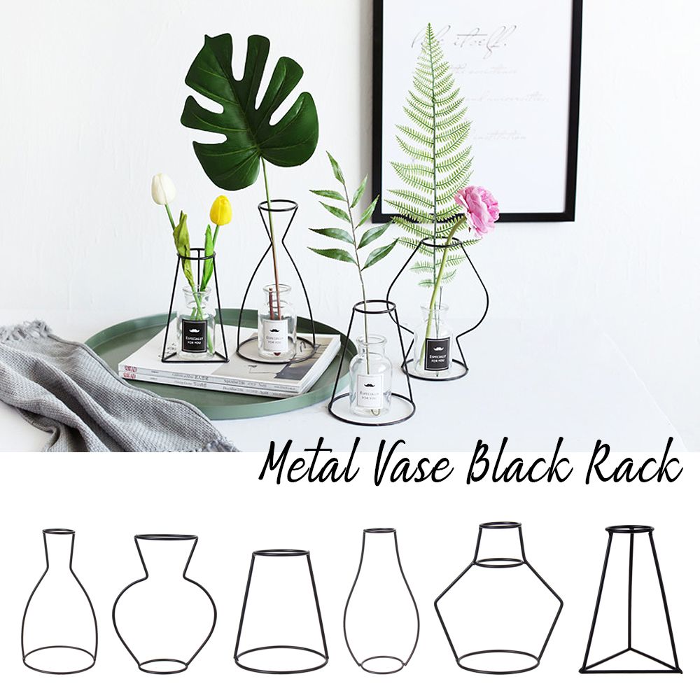 Creative-Metal-Wire-Vase-Black-Flower-Rack-Abstract-Geometric-Frame-Home-Decor-1463046
