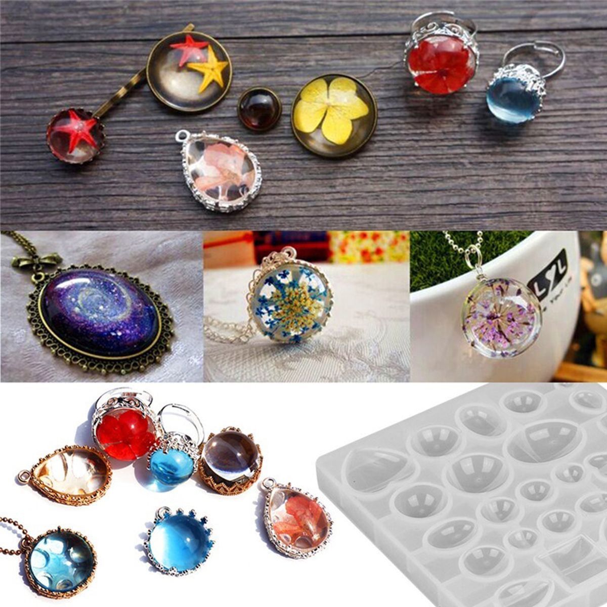 DIY-Resin-Casting-Molds-Silicone-Jewelry-Pendant-Craft-Making-Mould-Pendant-Tray-1714218