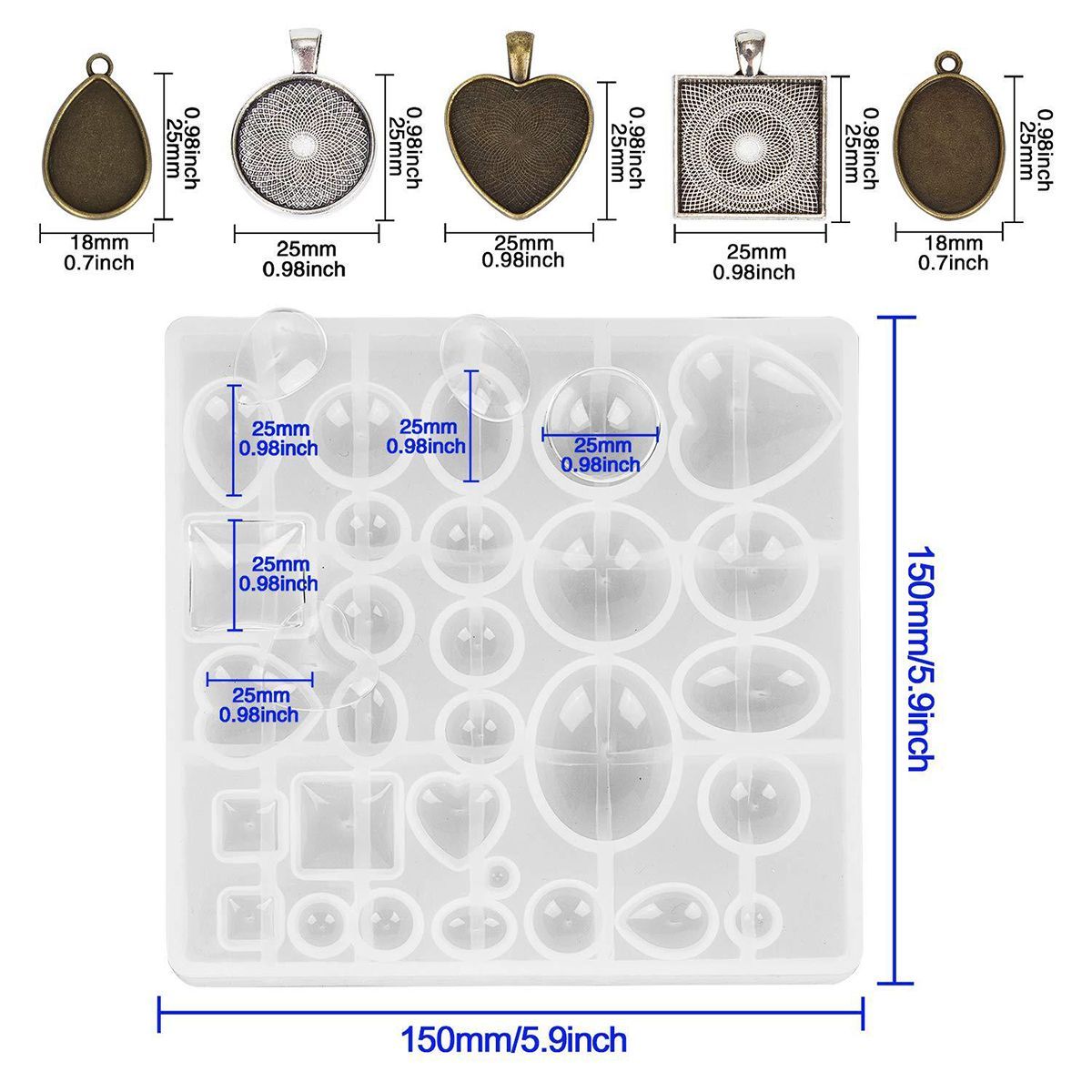 DIY-Resin-Casting-Molds-Silicone-Jewelry-Pendant-Craft-Making-Mould-Pendant-Tray-1714218