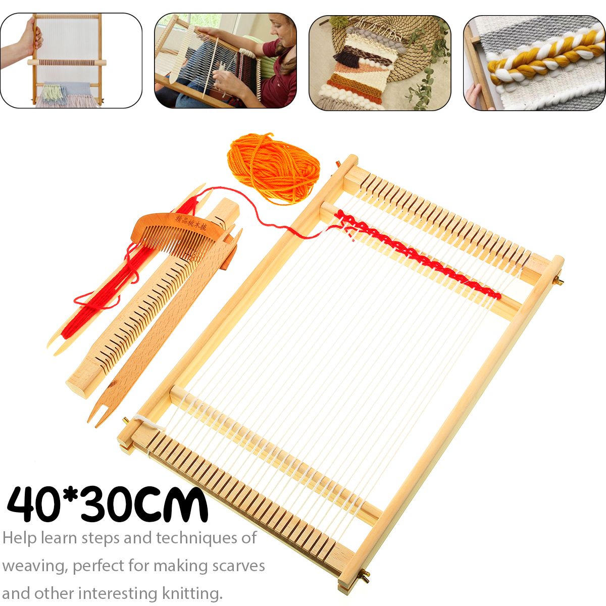 DIY-Traditional-Wooden-Weaving-Loom-Machine-Pretend-Play-Toys-Kids-Knitting-Craft-1496366