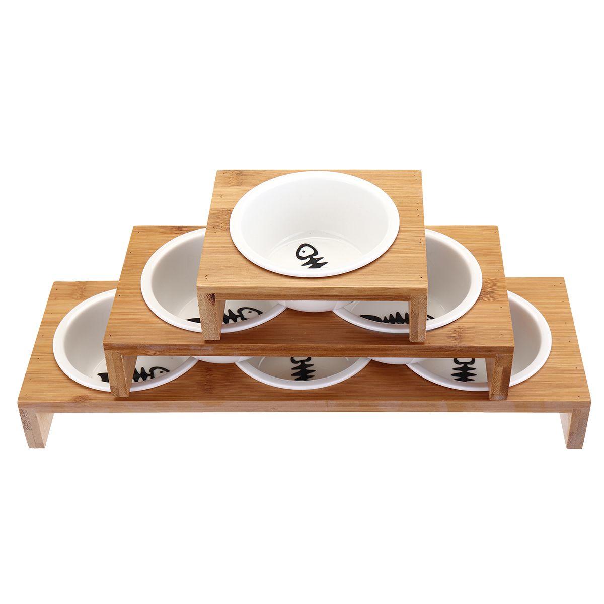 Elevated-Dog-Cat-Bamboo-Pet-Feeder-Ceramic-Bowl-Raised-Stand-3-Sizes-Durable-1557252