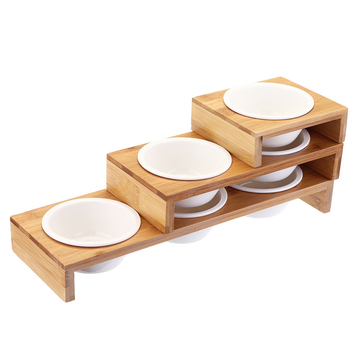 Elevated-Dog-Cat-Bamboo-Pet-Feeder-Ceramic-Bowl-Raised-Stand-3-Sizes-Durable-1557252