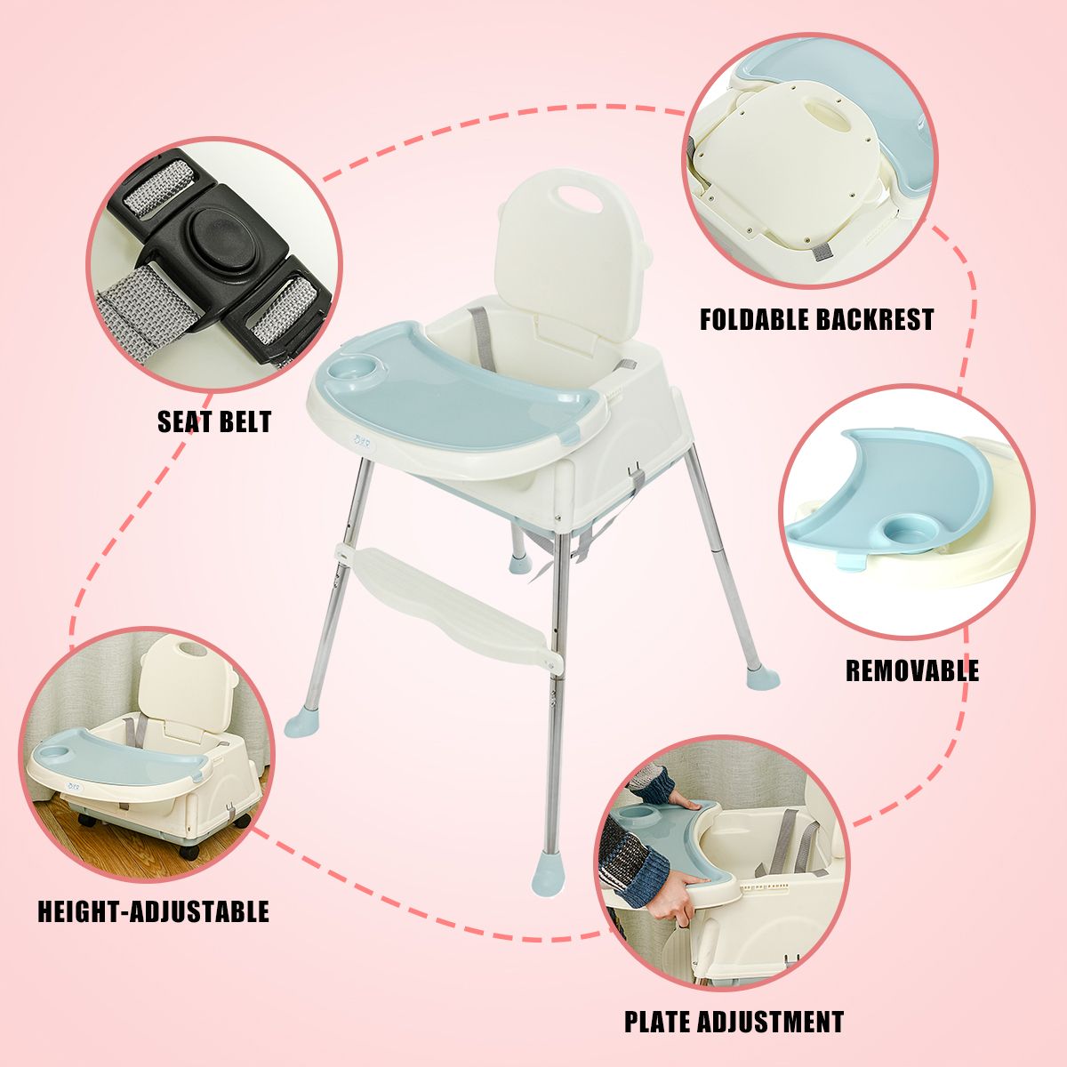 Folding-3-in-1-Baby-Infant-Dining-High-Chair-Toddler-Feeding-Table-Booster-1662547