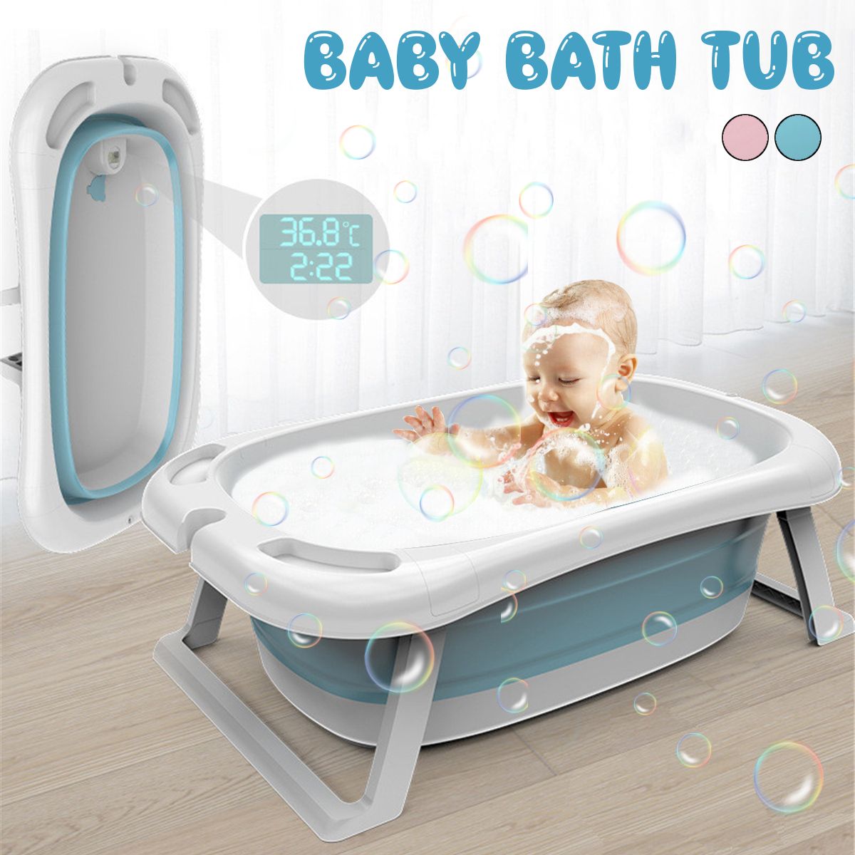 Folding-Baby-Bath-Tub-Reclining-Bath-Barrel-Newborn-Bathtub-Shower--Thermometer-1715155