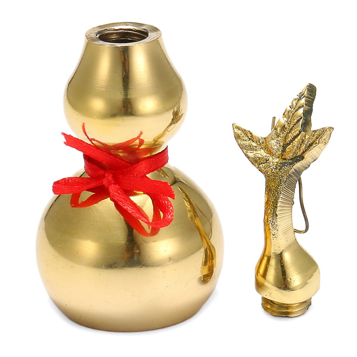 Gold-Brass-Feng-Sui-Gourd-with-Red-Ribbon-Good-Luck-Collection-Decorations-1304581